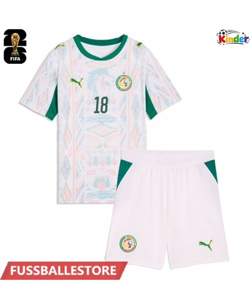 Günstige Senegal Ismaila Sarr #18 Heimtrikotsatz Kinder WM 2026 Kurzarm (+ Kurze Hosen)